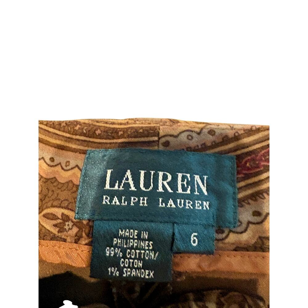 Vtg Lauren Ralph Lauren Paisley Velveteen Pants Brown Equestrian Boho Sz 6 - Picture 8 of 8